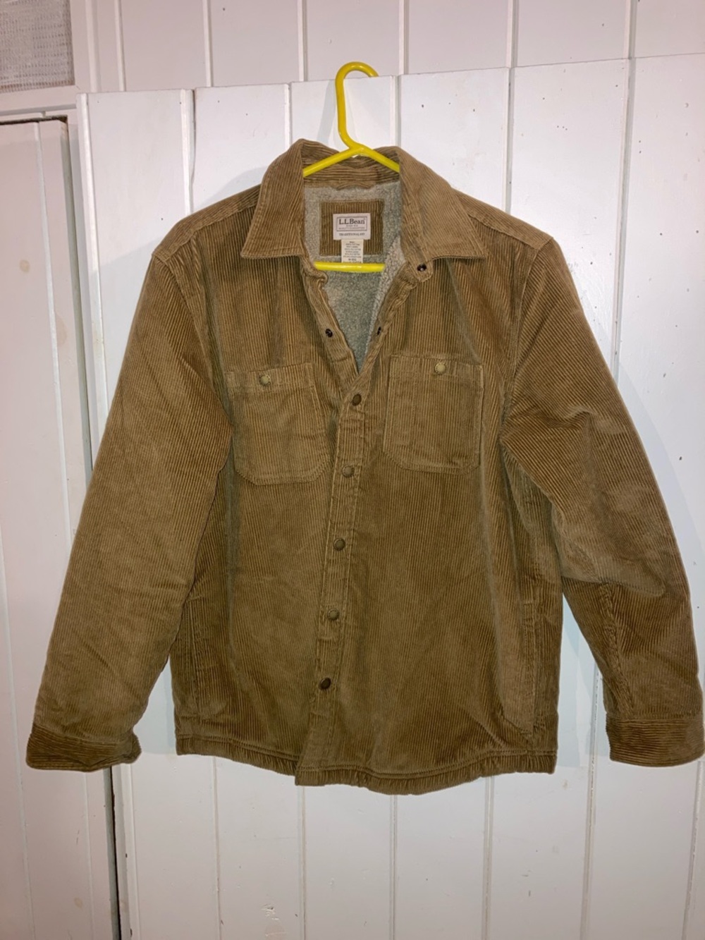 L.L. Bean Men's Corduroy Sherpa-Lined Shirt Jacket - Tan Brown
